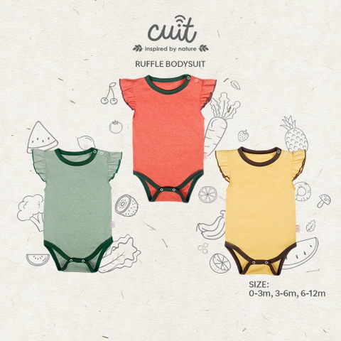 CUIT Baby Newborn - 6 Bulan Ruka Ruffle Bodysuit Anak Perempuan Furutsu Series
